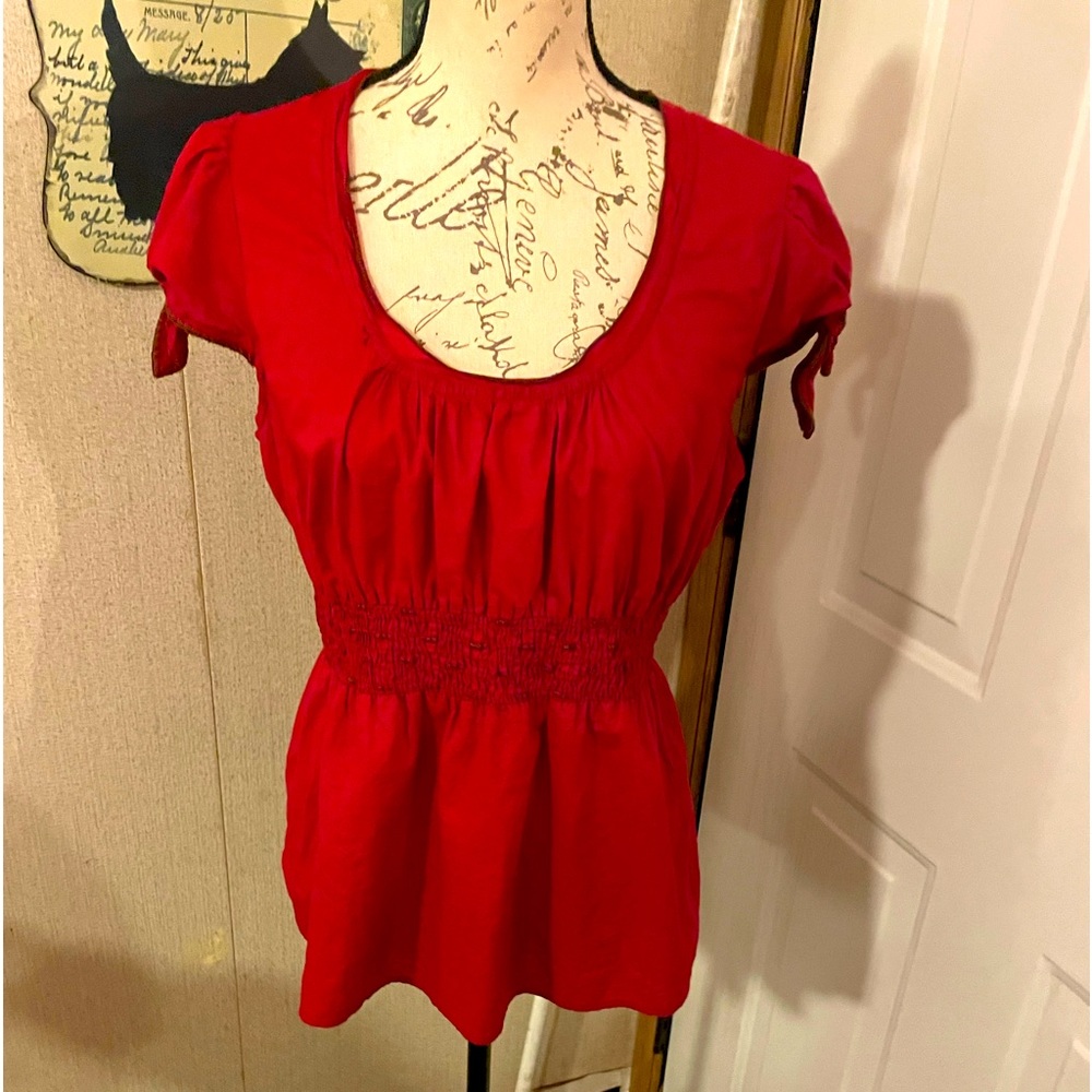 Red Anthropologie top
